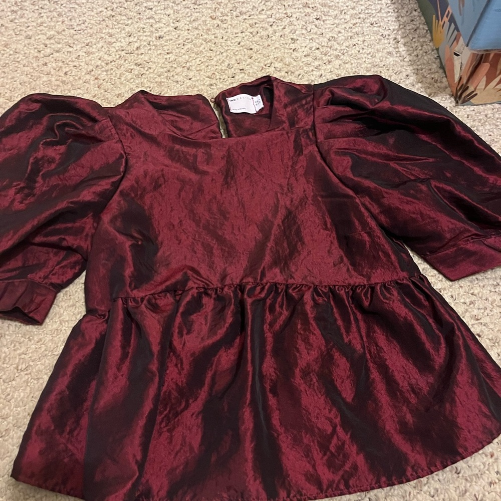 ASOS Peplum Puff Sleeve Top